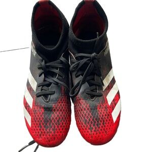 Adidas Predator US Size 6 Red/Black Soccer Cleats with FREE Large Shin Guard